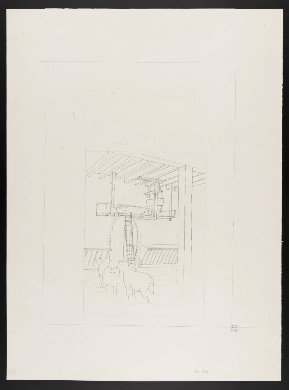 Pierre Soulier partie d'un ensemble de dessins Lit dans une bergerie 1962 1964.40.14 Photo