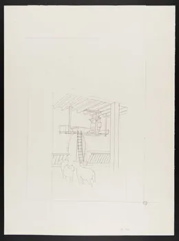 Pierre Soulier partie d'un ensemble de dessins Lit dans une bergerie 1962 1964.40.14  Photo