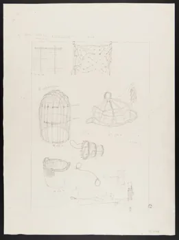 Pierre Soulier partie d'un ensemble de dessins Equipement de la bergerie : vannerie 1962 1964.40.18  Photo