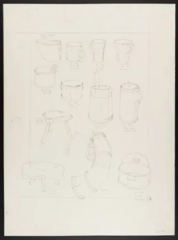 Pierre Soulier partie d'un ensemble de dessins Objets utilisés pour la traite des caprines 1962 1964.40.21 Photo