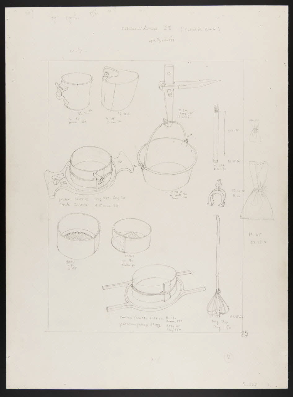 Pierre Soulier partie d'un ensemble de dessins Objets utilisés pour la fabrication du fromage Ile-de-France, France 1962 1964.40.22 Photo