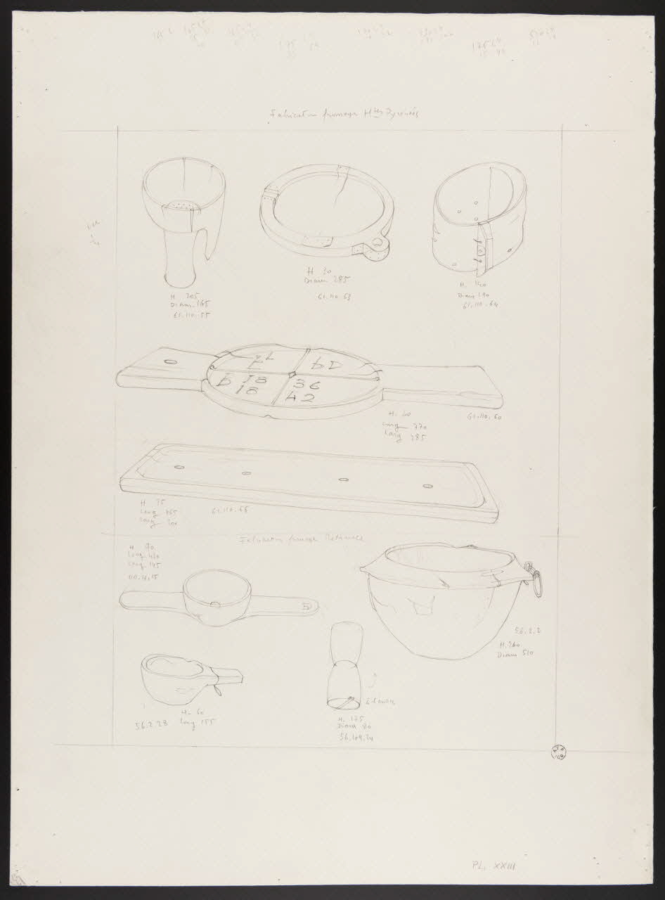 Pierre Soulier partie d'un ensemble de dessins Objets utilisés pour la fabrication du fromage Ile-de-France, France 1962 1964.40.23 Photo