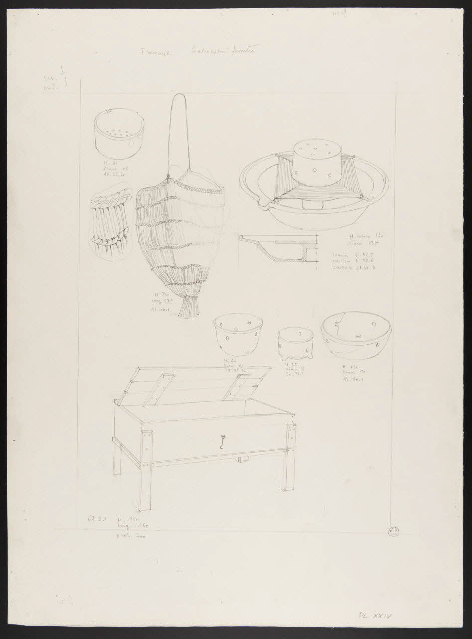 Pierre Soulier partie d'un ensemble de dessins Objets utilisés pour la fabrication du fromage Ile-de-France, France 1962 1964.40.25 Photo
