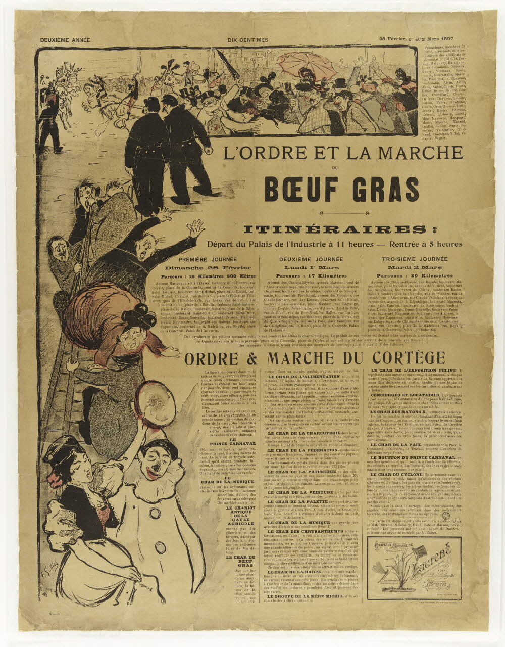 Charles Schlaeber ; Fernand Louis Gottlob estampe L'ORDRE ET LA MARCHE  DU  BOEUF GRAS Paris 1897 1964.64.36 Photo