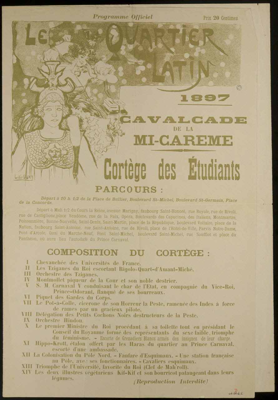 estampe CAVALCADE  DE LA  MI-CAREME 1964.64.4.1/2 Photo