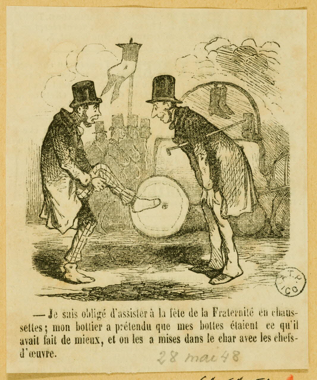 estampe - Je suis obligé d'assister à la fête de la Fraternité en chaus-  settes 1964.64.51 Photo