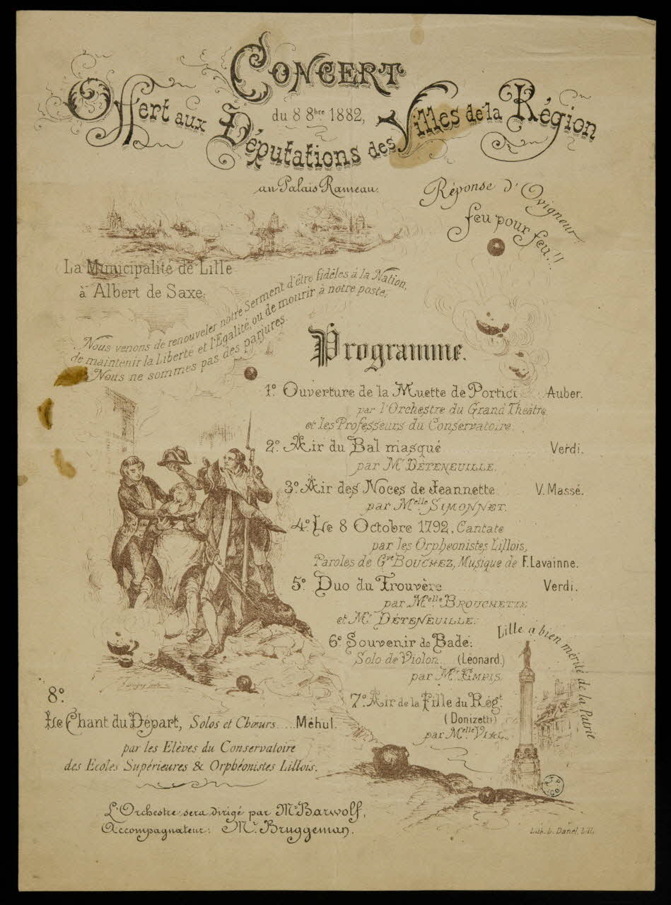 estampe CONCERT  du 8 8bre 1882,  Offert aux Députations des Villes de la Région  au Palais Rameau. 1964.64.64 Photo