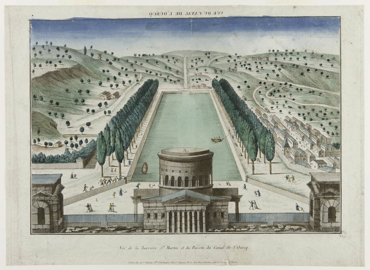 Chéreau Veuve imagerie ancienne Vue de la Barrière St. Martin et du Bassin du Canal de l'Ourcq. Paris 1811-1819 1964.8.6 Photo