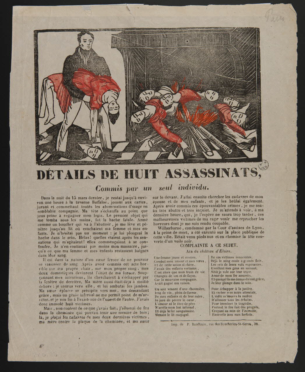 estampe DETAILS DE HUIT ASSASSINATS,  Commis par un seul individu. 1965.10.15 Photo