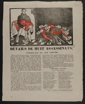estampe DETAILS DE HUIT ASSASSINATS,  Commis par un seul individu. 1965.10.15  Photo