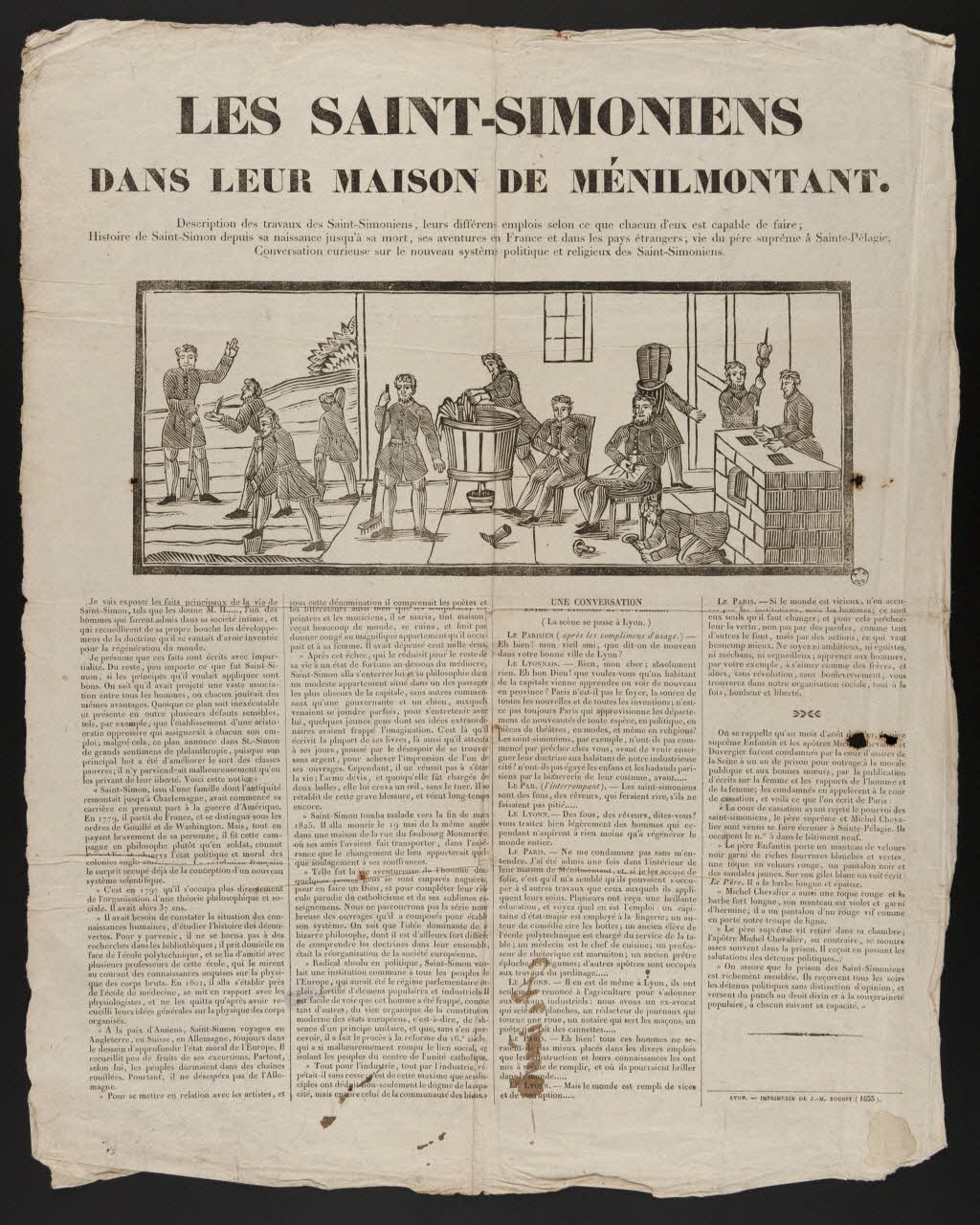 Boursy Jean Marie imagerie ancienne LES SAINT-SIMONIENS  DANS LEUR MAISON DE MENILMONTANT. Lyon 1833 1965.10.28 Photo