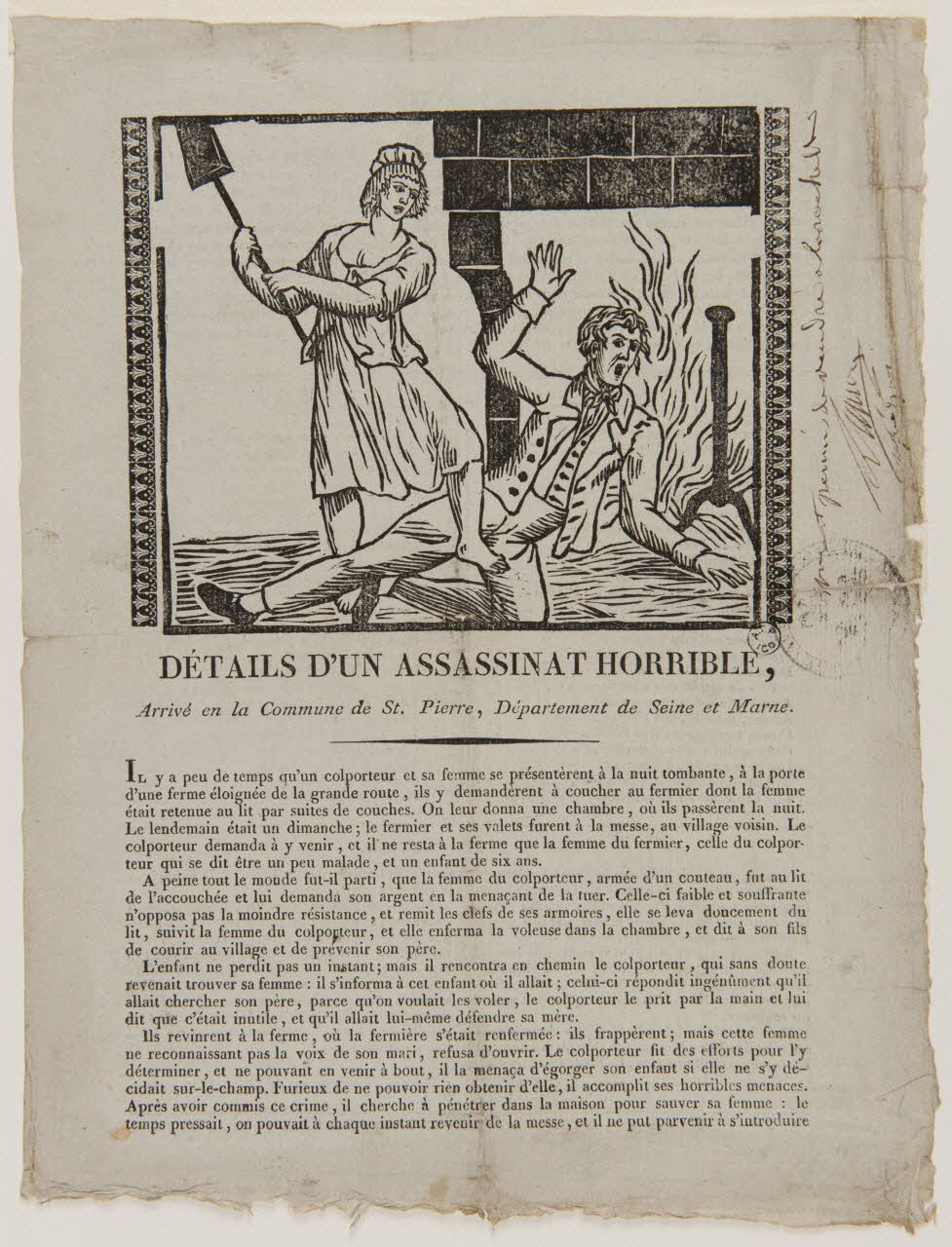 Mame Auguste imagerie ancienne DETAILS D'UN ASSASSINAT HORRIBLE Angers 1820 1965.10.33 Photo