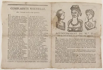 Pierre-François Godard ; Boulanger ; Vion Alexandre (imprimeur, libraire, éditeu imagerie ancienne ACCOUCHEMENT DE M.me T...  OU LA FEMME A LA TETE DE MORT. Abbeville 1821 1965.10.34 Photo