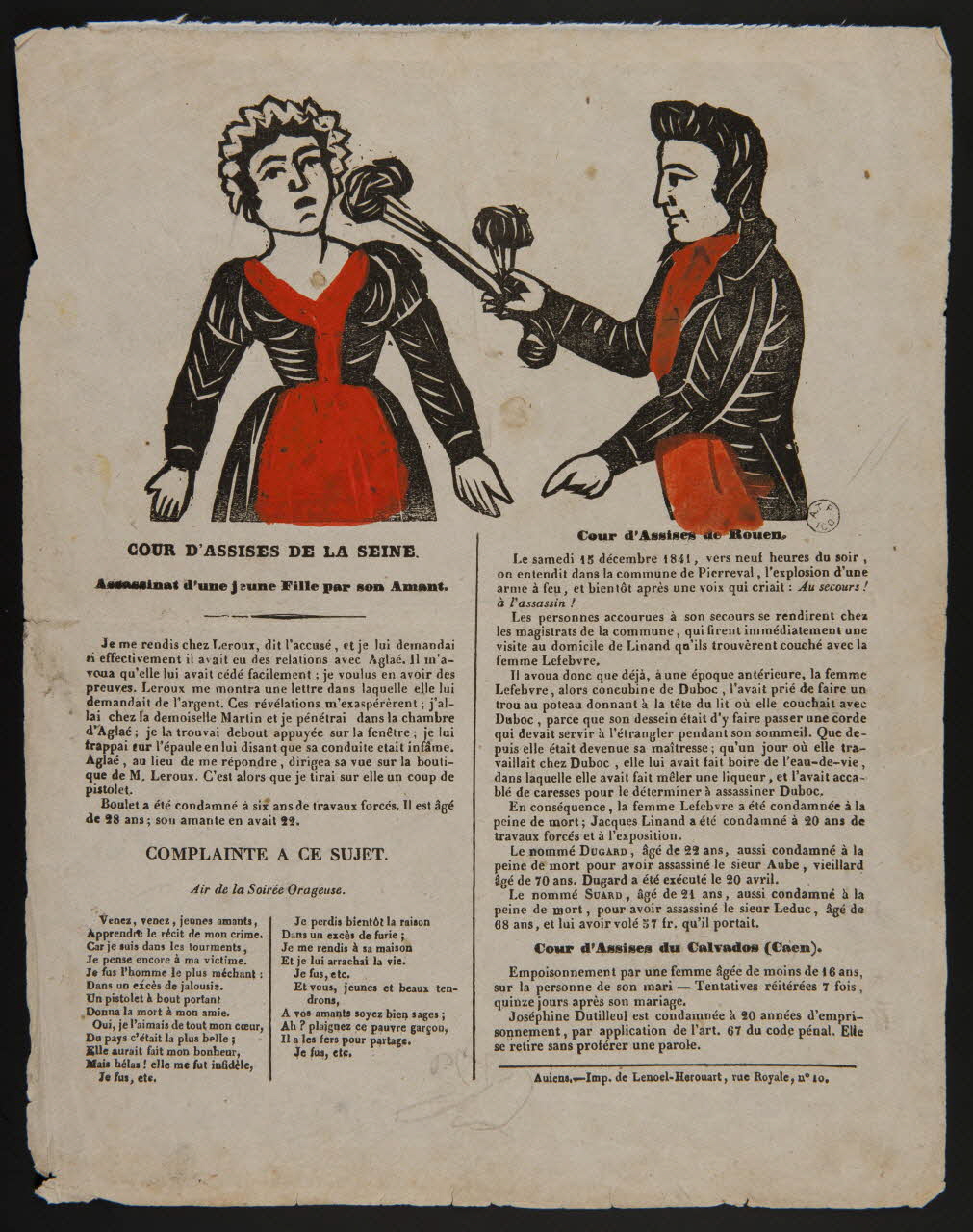 Lenoël Hérouart canard COUR D'ASSISES DE LA SEINE. Amiens 1841 1965.10.39 Photo