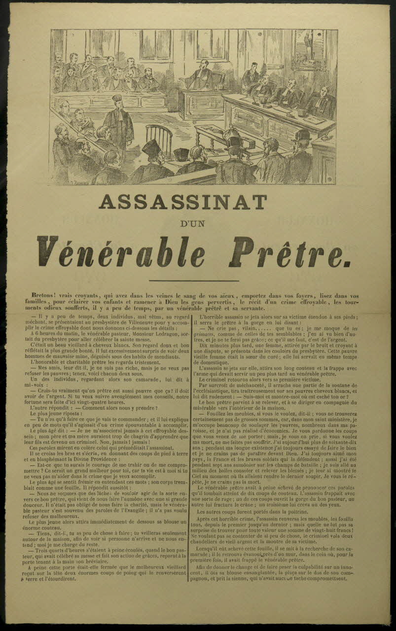 estampe ASSASSINAT  D'UN  Vénérable Prêtre. 1965.10.47 Photo