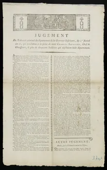 Ducry ; Lambert imagerie ancienne JUGEMENT   Du Tribunal criminel du département de la Charente-Inférieure Lyon 1802 1965.10.50 Photo