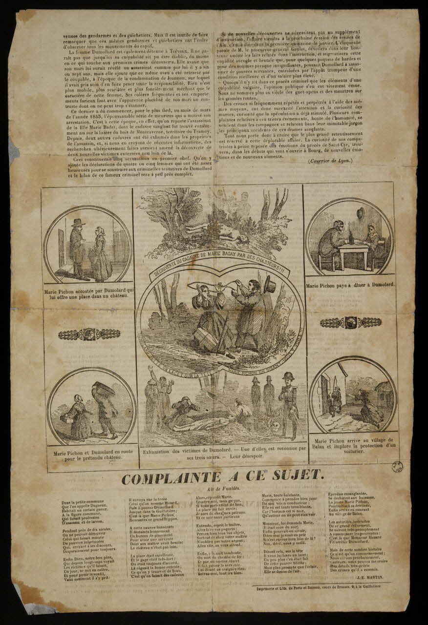 Porte ; Boisson canard AFFAIRE DE DAGNEUX Lyon 1855 1965.10.51 Photo