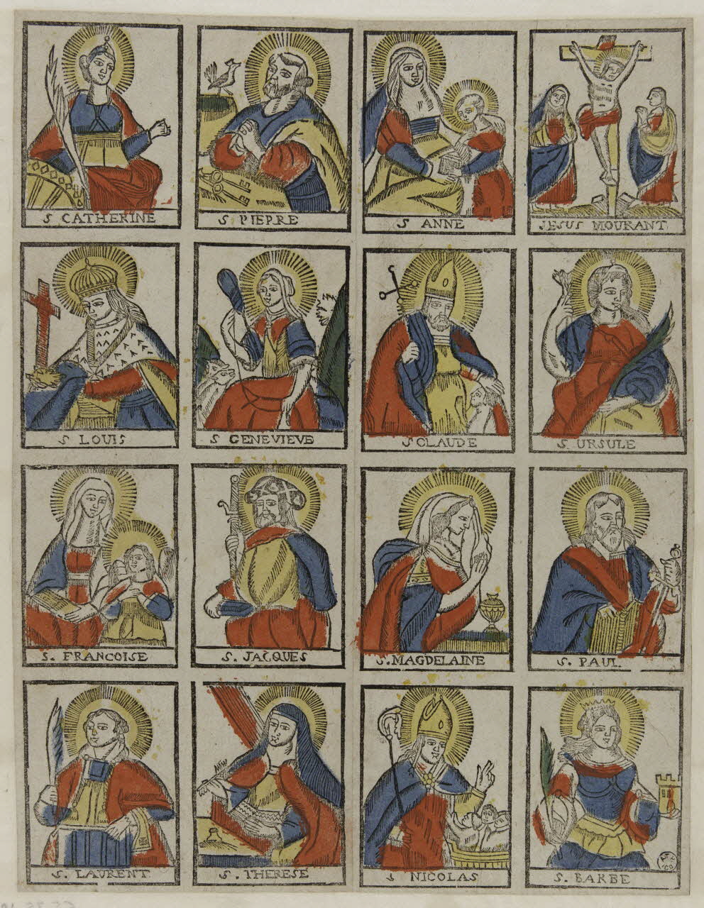 Ledien-Canda François Eloy imagerie ancienne Planche de saintetés Amiens 1794-1841 1965.75.10 Photo