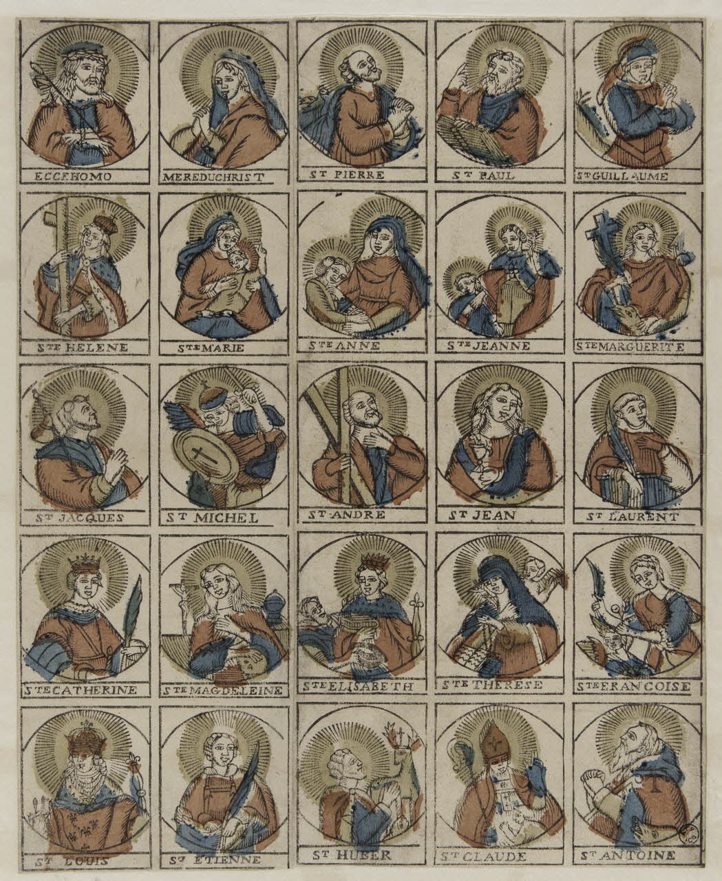 imagerie ancienne Planche de saintetés Amiens 1837 1965.75.11 Photo