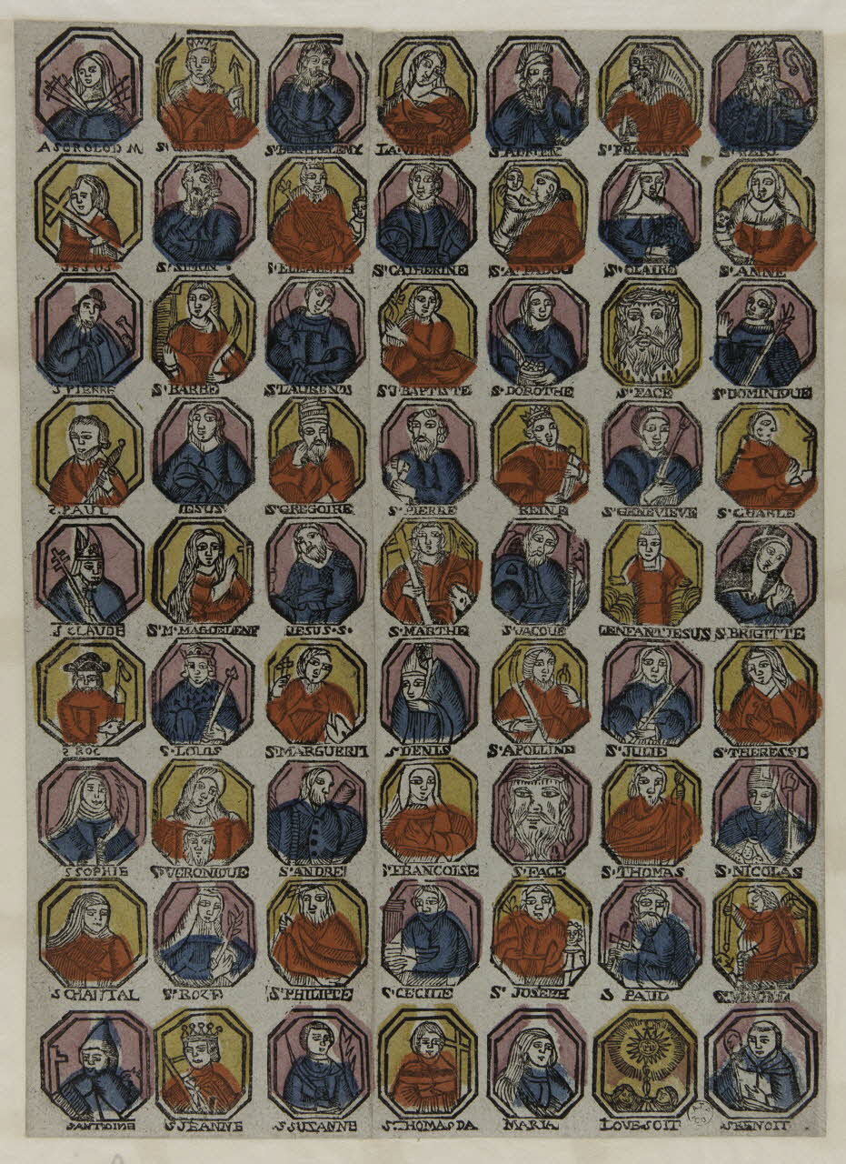 imagerie ancienne Planche de saintetés 1965.75.12 Photo