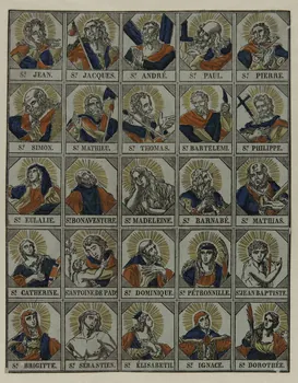 Pierre-François Godard ; Amand-François Hurez imagerie ancienne Planche de saintetés Cambrai 1817-1818 1965.75.126 Photo