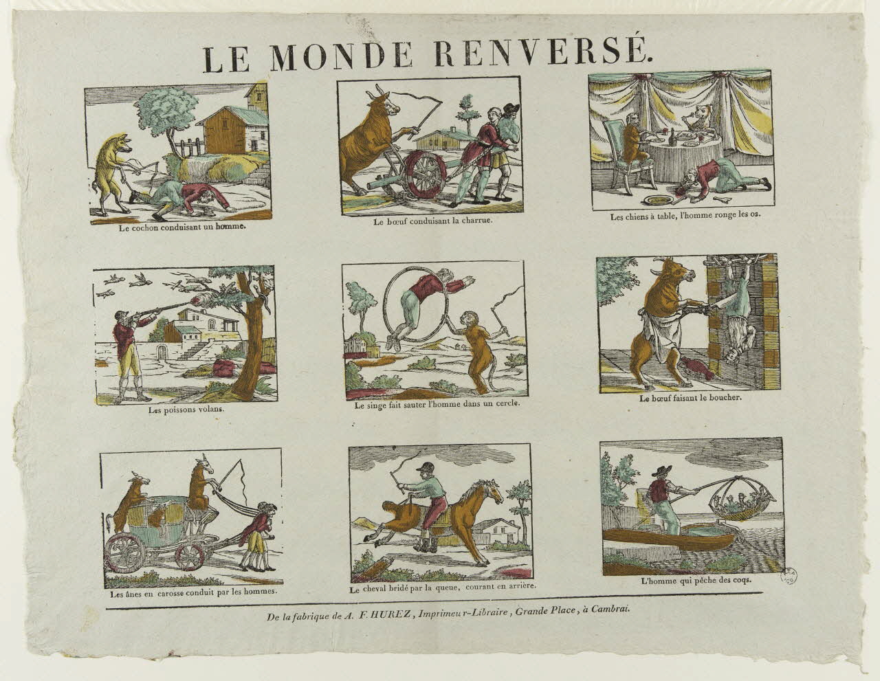 Pierre-François Godard ; Amand-François Hurez imagerie ancienne LE MONDE RENVERSE Cambrai 1817-1818 1965.75.138 Photo
