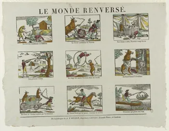 Pierre-François Godard ; Amand-François Hurez imagerie ancienne LE MONDE RENVERSE Cambrai 1817-1818 1965.75.138 Photo
