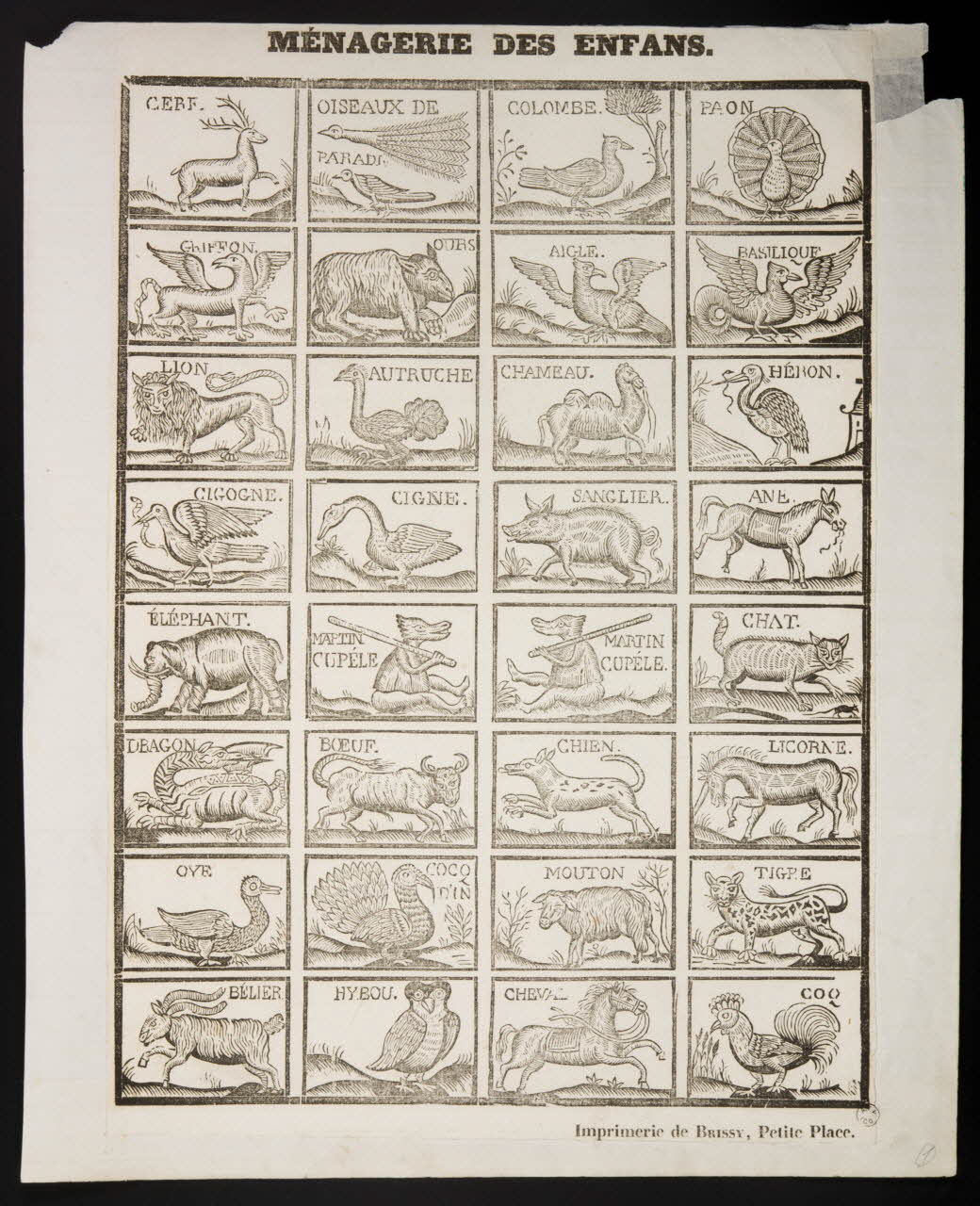 imagerie ancienne MENAGERIE DES ENFANS 1965.75.14 Photo