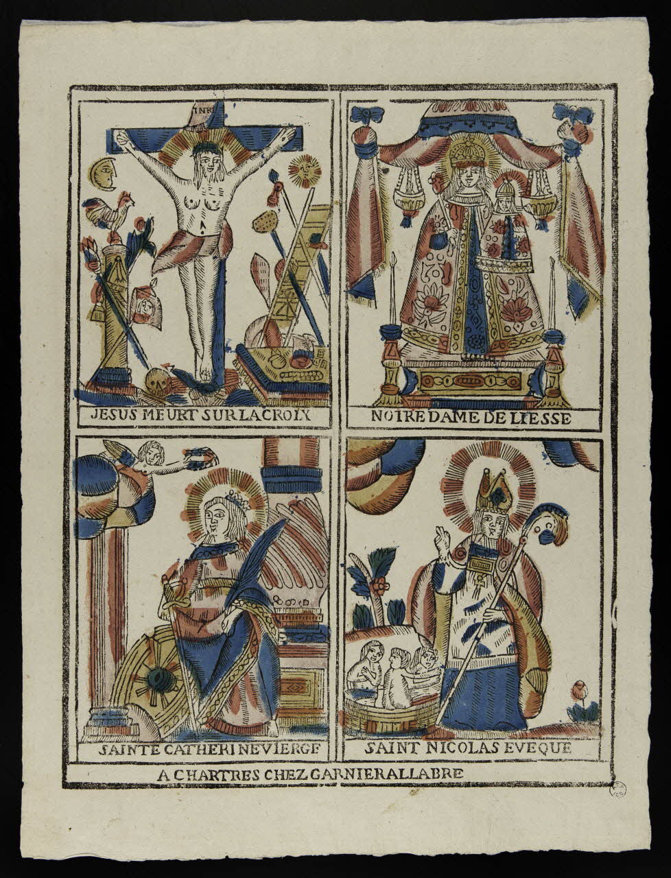 Jacques-Pierre Garnier-Allabre imagerie ancienne Planche de saintetés Chartres 1805-1828 1965.75.157 Photo