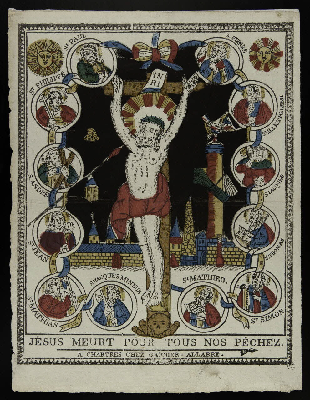 Jacques-Pierre Garnier-Allabre imagerie ancienne JESUS MEURT POUR TOUS NOS PECHEZ. Chartres 1810-1820 1965.75.160 Photo