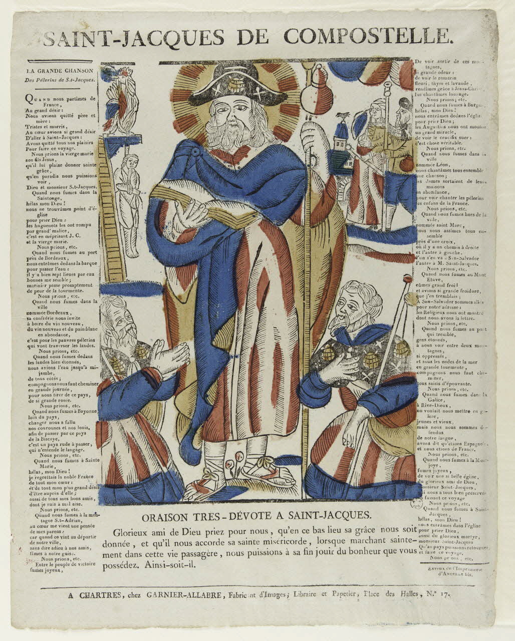 Jacques-Pierre Garnier-Allabre ; Jean-Jacques Ancelle imagerie ancienne SAINT-JACQUES DE COMPOSTELLE.  ORAISON TRES-DEVOTE A SAINT-JACQUES. Chartres 1815-1823 1965.75.183 Photo