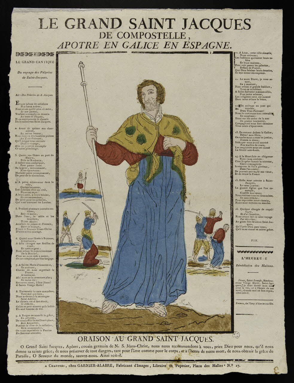 Fleuret ; Jacques-Pierre Garnier-Allabre imagerie ancienne LE GRAND SAINT JACQUES  DE COMPOSTELLE,  APOTRE EN GALICE EN ESPAGNE. Chartres 1822-1823 1965.75.184 Photo