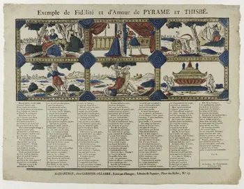 Fleuret ; Jacques-Pierre Garnier-Allabre imagerie ancienne Exemple de Fidelité et d'Amour de PYRAME ET THISBE. Centre-Val de Loire, France 1822-1823 1965.75.188  Photo