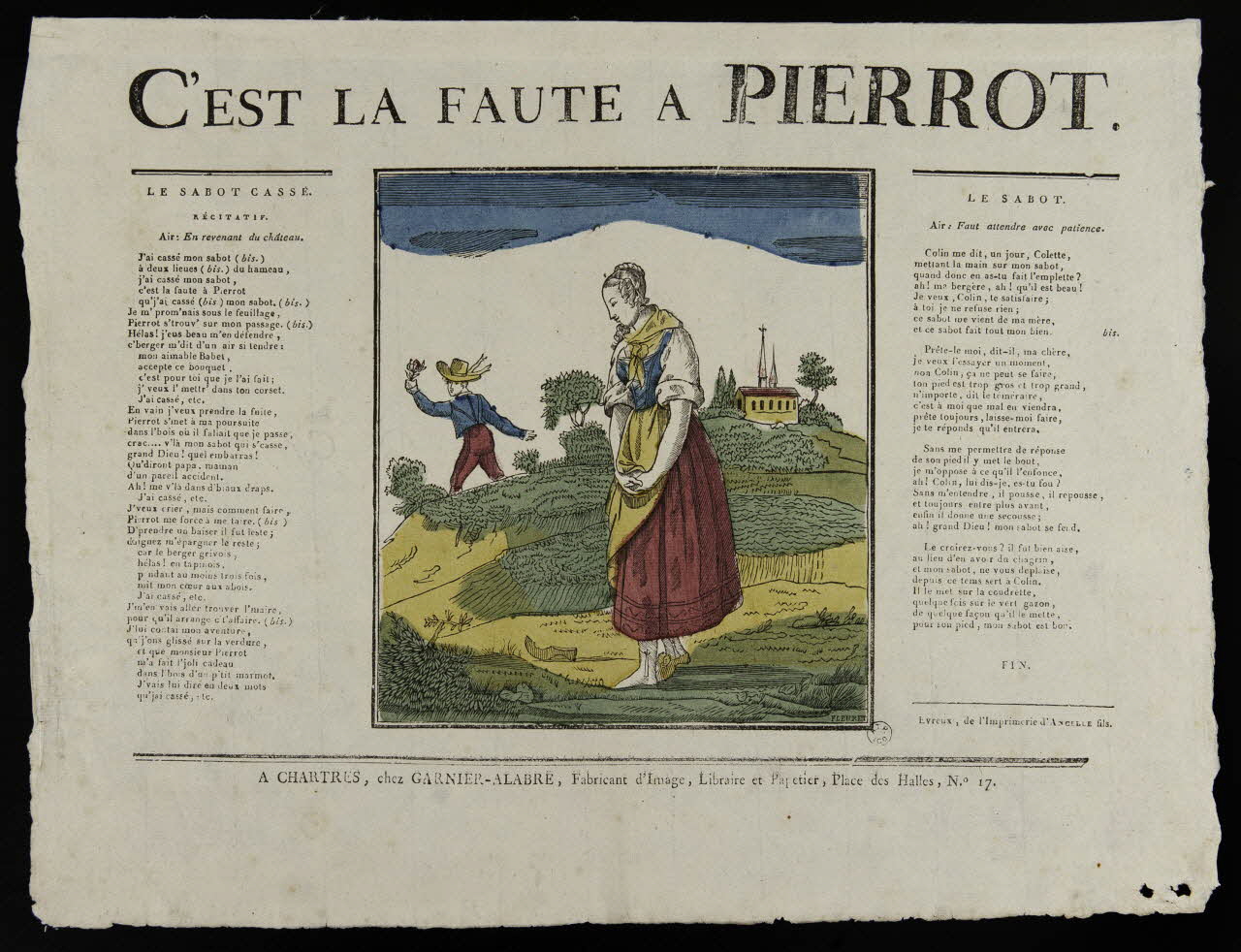 Fleuret ; Jacques-Pierre Garnier-Allabre imagerie ancienne C'EST LA FAUTE A PIERROT Chartres 1822-1825 1965.75.189 Photo