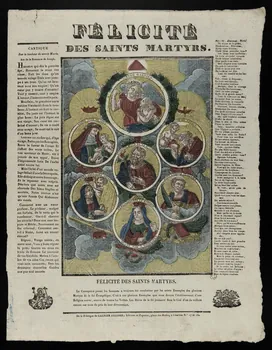 Antoine Thiébault ; Jacques-Pierre Garnier-Allabre imagerie ancienne FELICITE  DES SAINTS MARTYRS. Chartres 1826-1828 1965.75.207 Photo