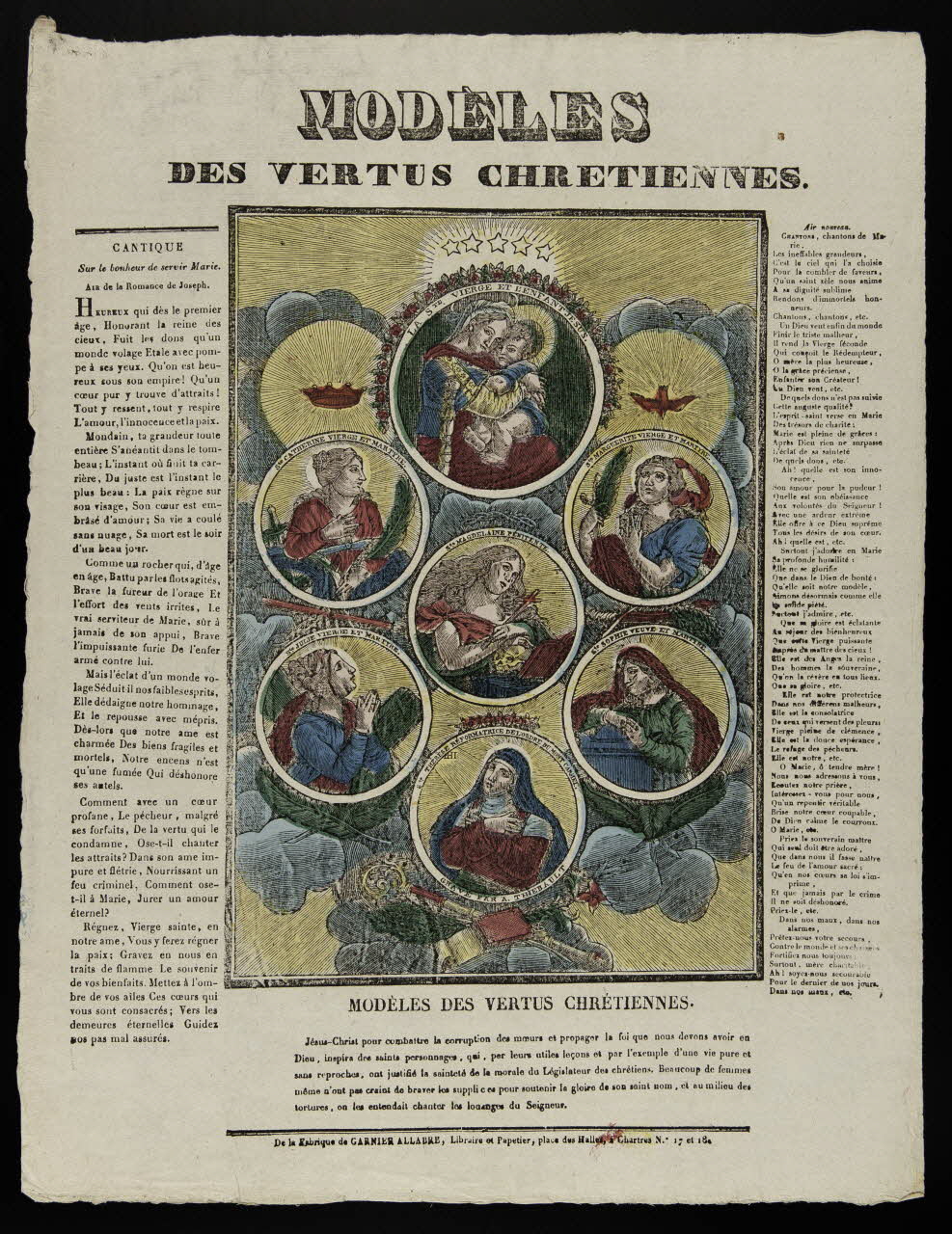 Antoine Thiébault ; Raphaël ; Jacques-Pierre Garnier-Allabre imagerie ancienne MODELES  DES VERTUS CHRETIENNES. Chartres 1826-1828 1965.75.208 Photo