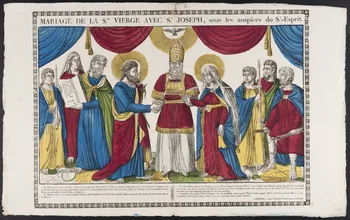 imagerie ancienne MARIAGE DE LA S.te VIERGE AVEC S.t JOSEPH, sous les auspices du S.t-Esprit. Lorraine, France 1837 1965.75.229 Photo
