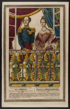 Pellerin estampe DUC D'ORLEANS, PRINCESSE DE MECKLEMBOURG. Lorraine, France 1837-1851 1965.75.277 Photo