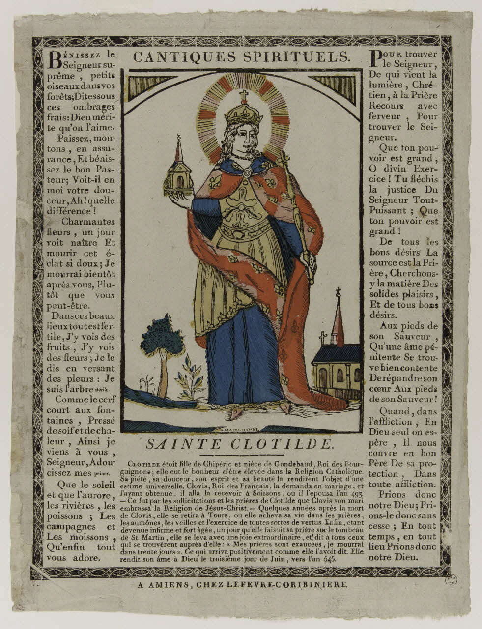 imagerie ancienne CANTIQUES SPIRITUELS.  SAINTE CLOTILDE. 1965.75.3 Photo