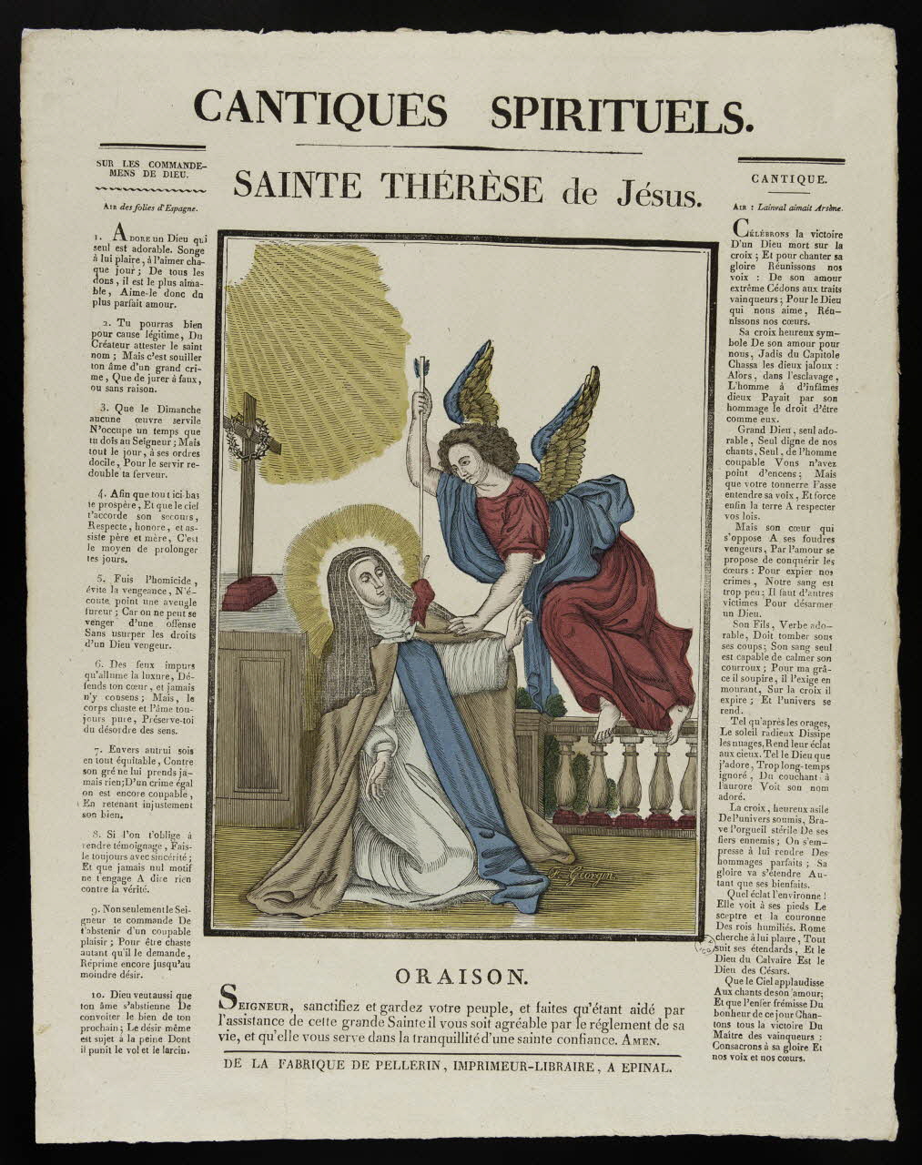 François Georgin ; Pellerin imagerie ancienne CANTIQUES SPIRITUELS.  SAINTE THERESE de Jésus. Lorraine, France 1837 1965.75.355 Photo