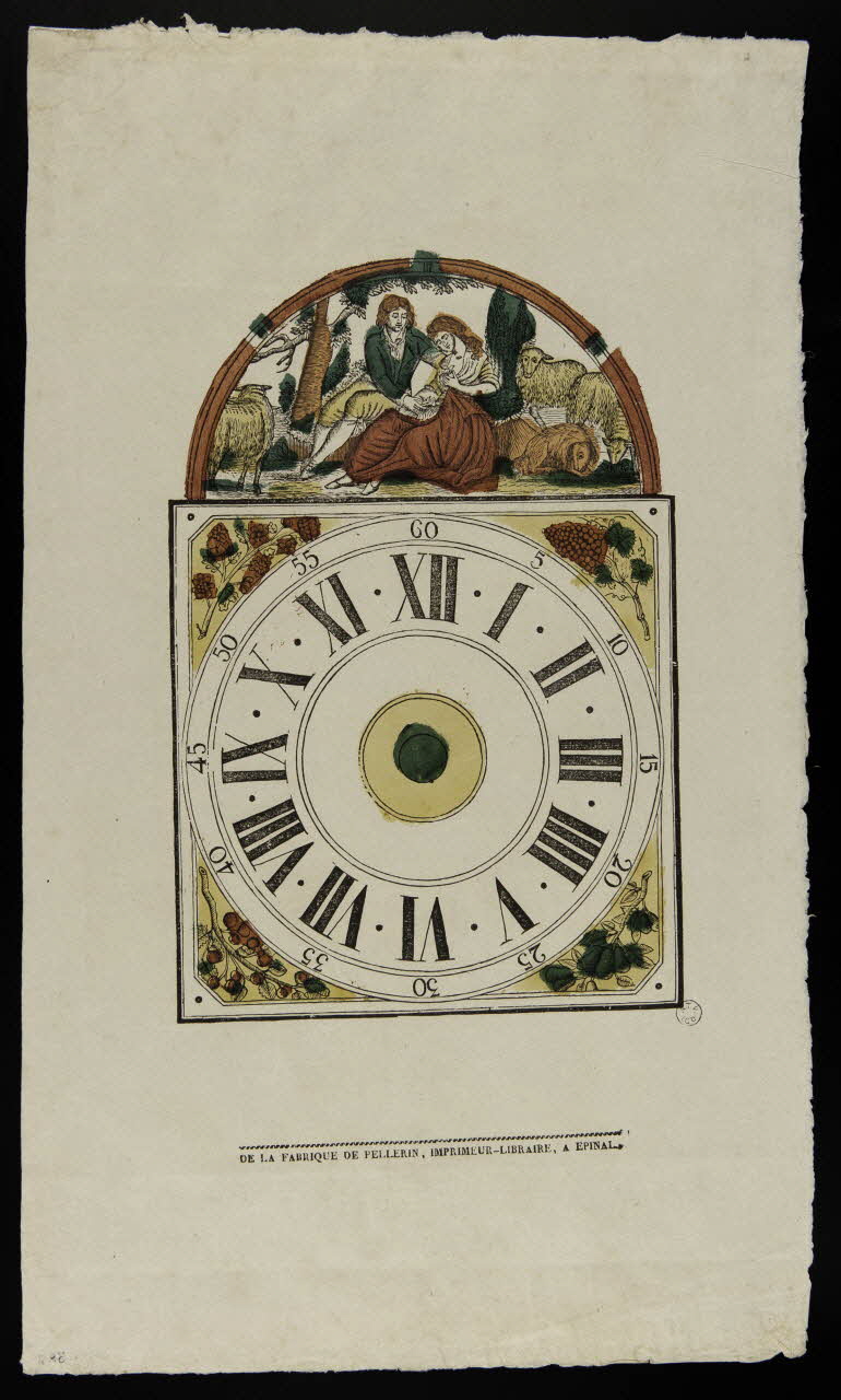 Pellerin imagerie ancienne Cadran d'horloge avec pastorale Lorraine, France 1837 1965.75.385 Photo