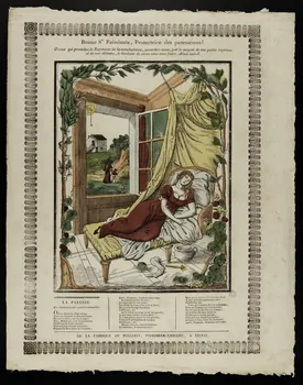 François Georgin ; Pellerin imagerie ancienne Bonne Ste Fainéante, Protectrice des paresseuses ! Lorraine, France 1837 1965.75.388 Photo