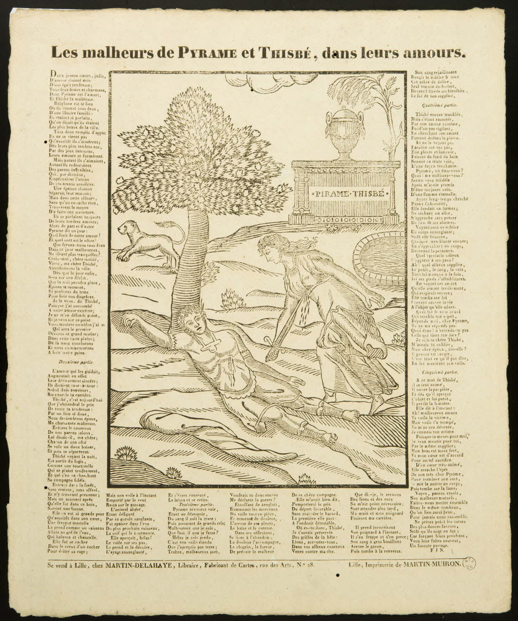 Henri Alexandre Joseph Martin-Delahaye ; Martin-Muiron Louis imagerie ancienne Les malheurs de PYRAME et THISBE, dans leurs amours. Lille 1820-1833 1965.75.408 Photo
