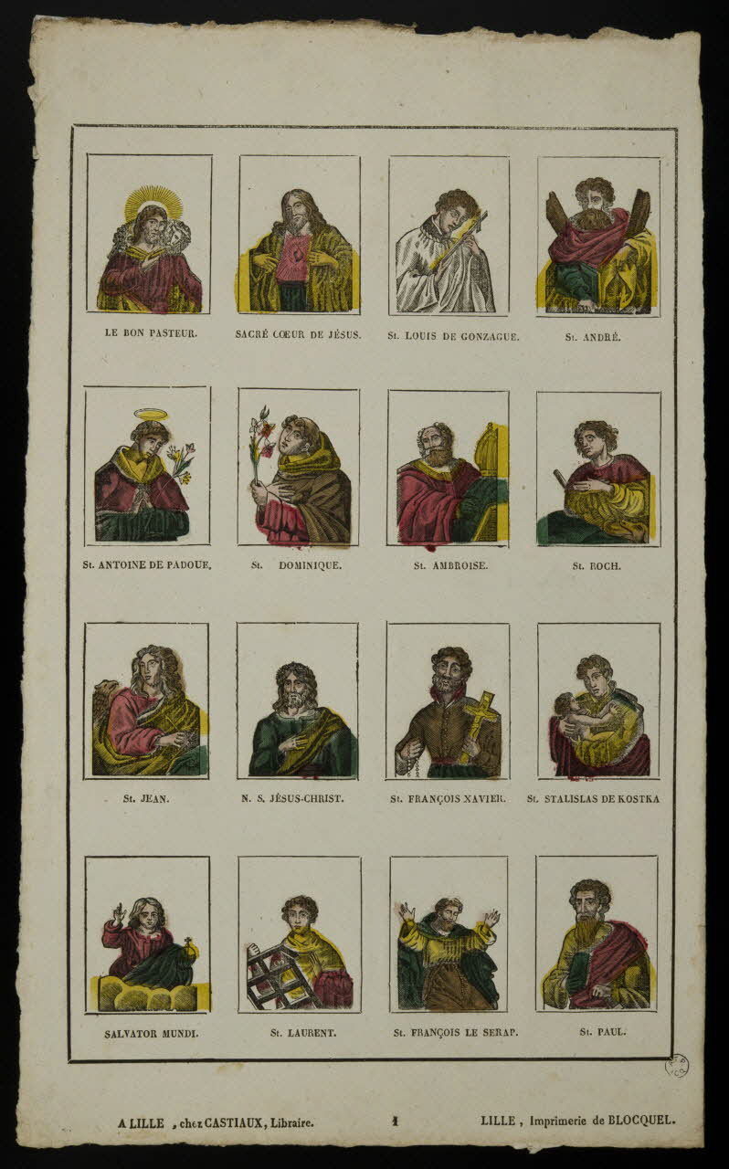 Jean-Baptiste Castiaux ; Simon-François Blocquel imagerie ancienne Planche de saintetés Lille 1809-1837 1965.75.416 Photo