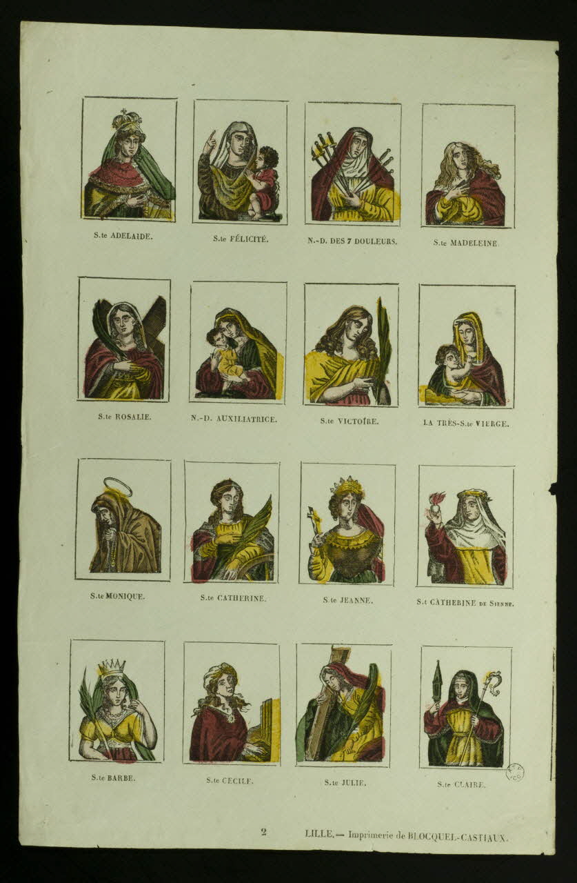 Jean-Baptiste Castiaux ; Simon-François Blocquel suite de figures (4x4) Planche de saintetés Lille 1837-1863 1965.75.417 Photo