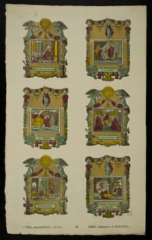 Antoine Thiébault ; Jean-Baptiste Castiaux ; Simon-François Blocquel imagerie ancienne PLANCHE DE SAINTETES Lille 1830-1837 1965.75.427  Photo