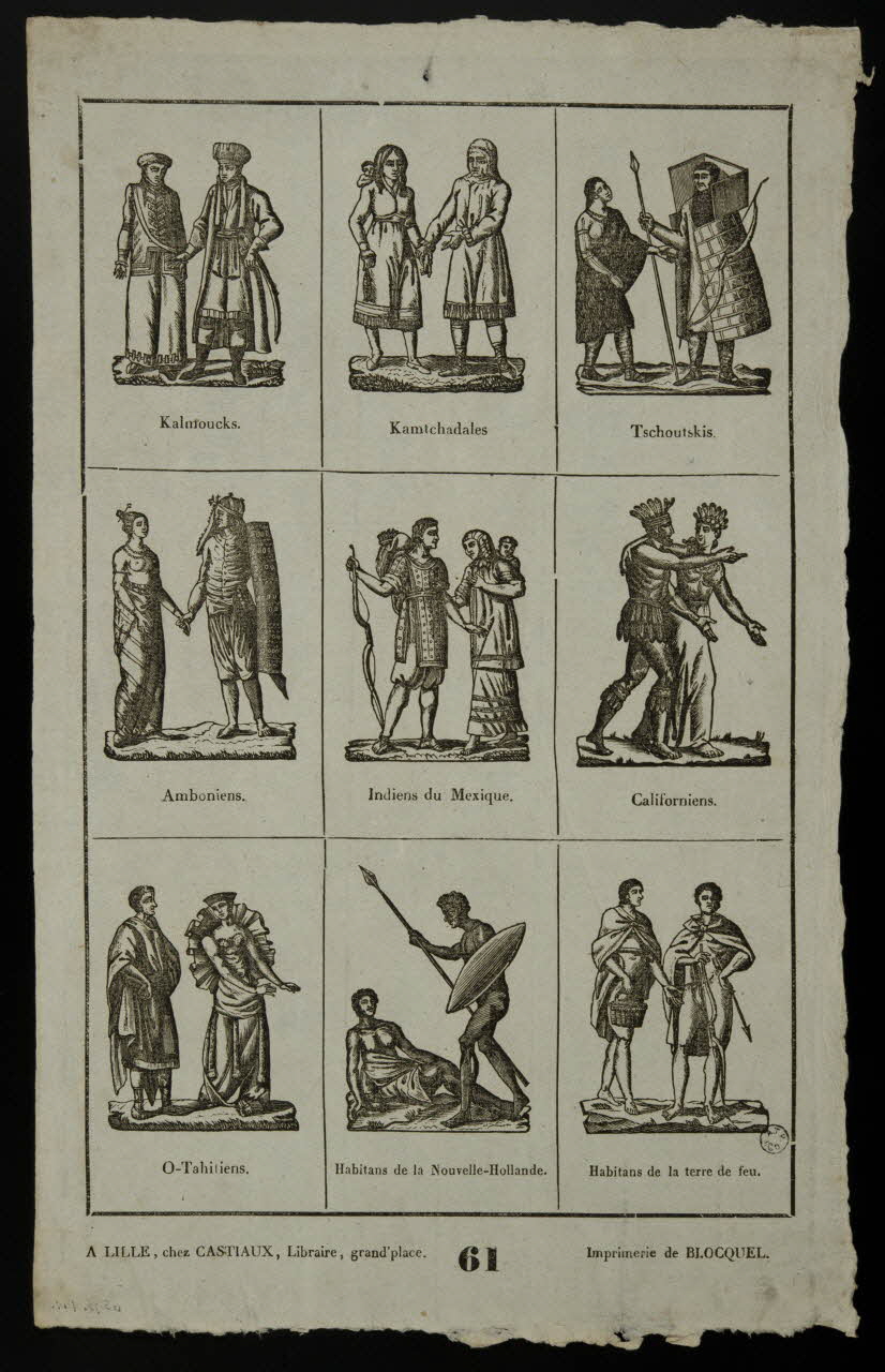 Jean-Baptiste Castiaux ; Simon-François Blocquel imagerie ancienne Planche d'indigènes Lille 1809-1837 1965.75.444 Photo