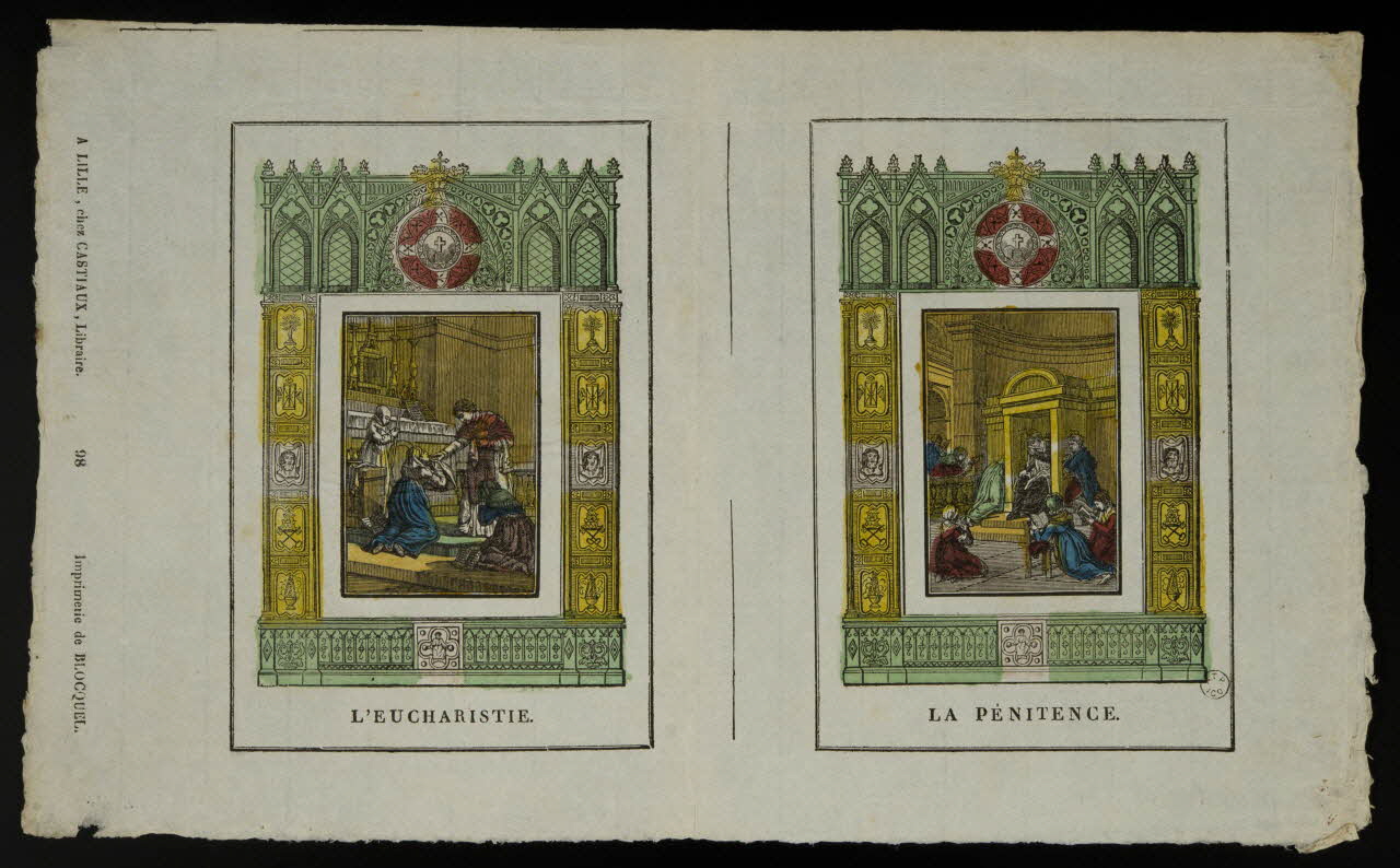 Jean-Baptiste Castiaux ; Simon-François Blocquel imagerie ancienne L'EUCHARISTIE.  LA PENITENCE. Lille 1809-1837 1965.75.456 Photo