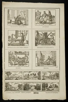 Jean-Baptiste Castiaux ; Simon-François Blocquel imagerie ancienne Planche de métiers Lille 1809-1837 1965.75.463 Photo