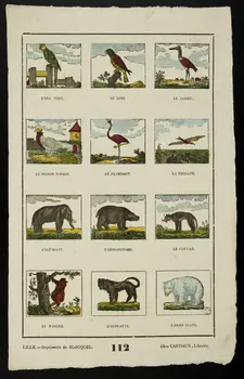 Jean-Baptiste Castiaux ; Simon-François Blocquel imagerie ancienne Planche d'animaux Lille 1809-1837 1965.75.464  Photo